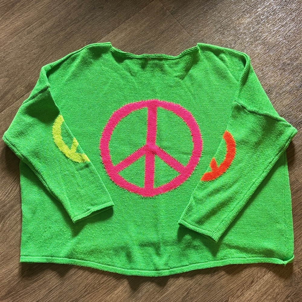 Green Sweater with Peace Sign